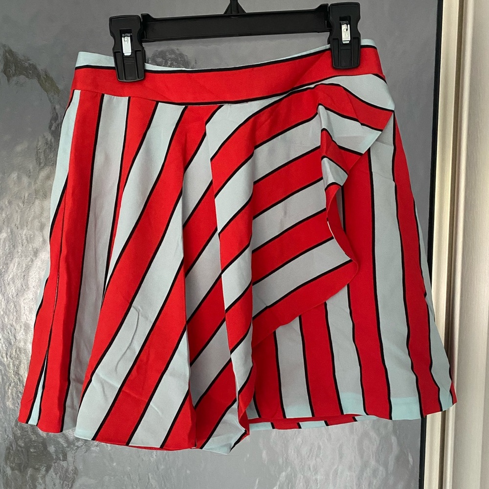 Alice & Olivia Nicky Silk Striped Mini Skirt - image 1